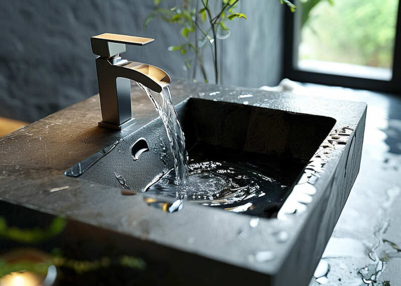 Image of a clogged sink drain